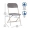 Flash Furniture 4PK Commercial Grade Gray Plastic Folding Chairs 4-LE-L-3-W-GY-GG - alternate 2